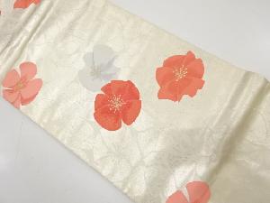 長谷川織物製　引箔　花模様織り出し　名古屋帯